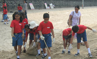 Beach clean-up drive by the MET Rishikul Vidyalaya students