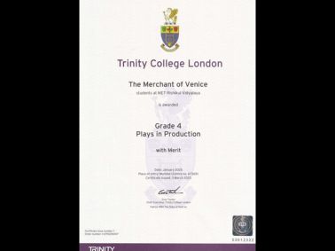 Merit at Trinity Plays in Production